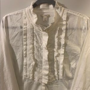 NWT J Crew White cotton tuxedo blouse